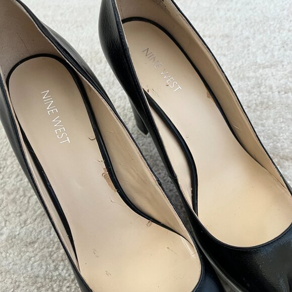 Nine West Edrica Black Platform Chunky High Heels Shoes 9.5 - Picture 10 of 12